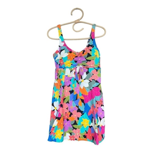 Swim Solutions Floral Frenzy Tummy Control Thigh Enhancer Swim Dress NEW - Picture 6 of 16